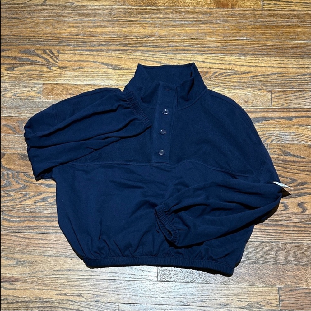 Old Navy Button Up Funnel Neck Women's Navy Sweater - Picture 2 of 4